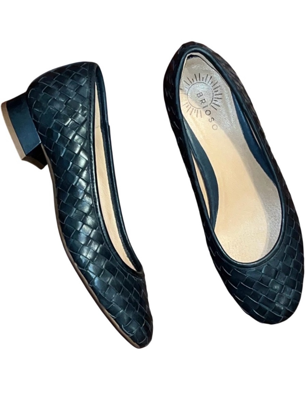 Brioso Black Woven Pump High Heels Leather US 6 Women’s NWOB